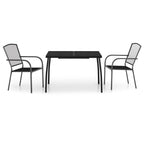 3 Piece Garden Dining Set Anthracite Steel
