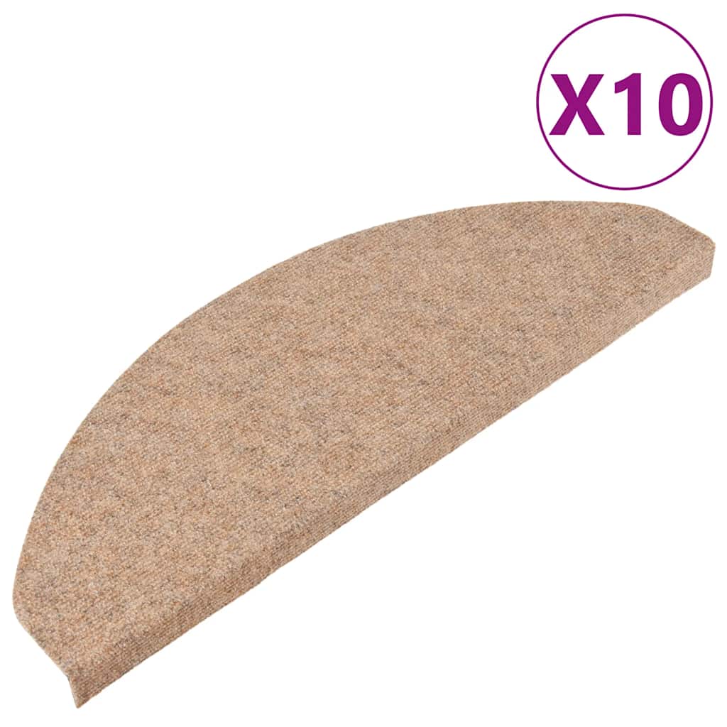 Stair Mats Self-adhesive 10 pcs Beige 65x22.5x3.5 cm