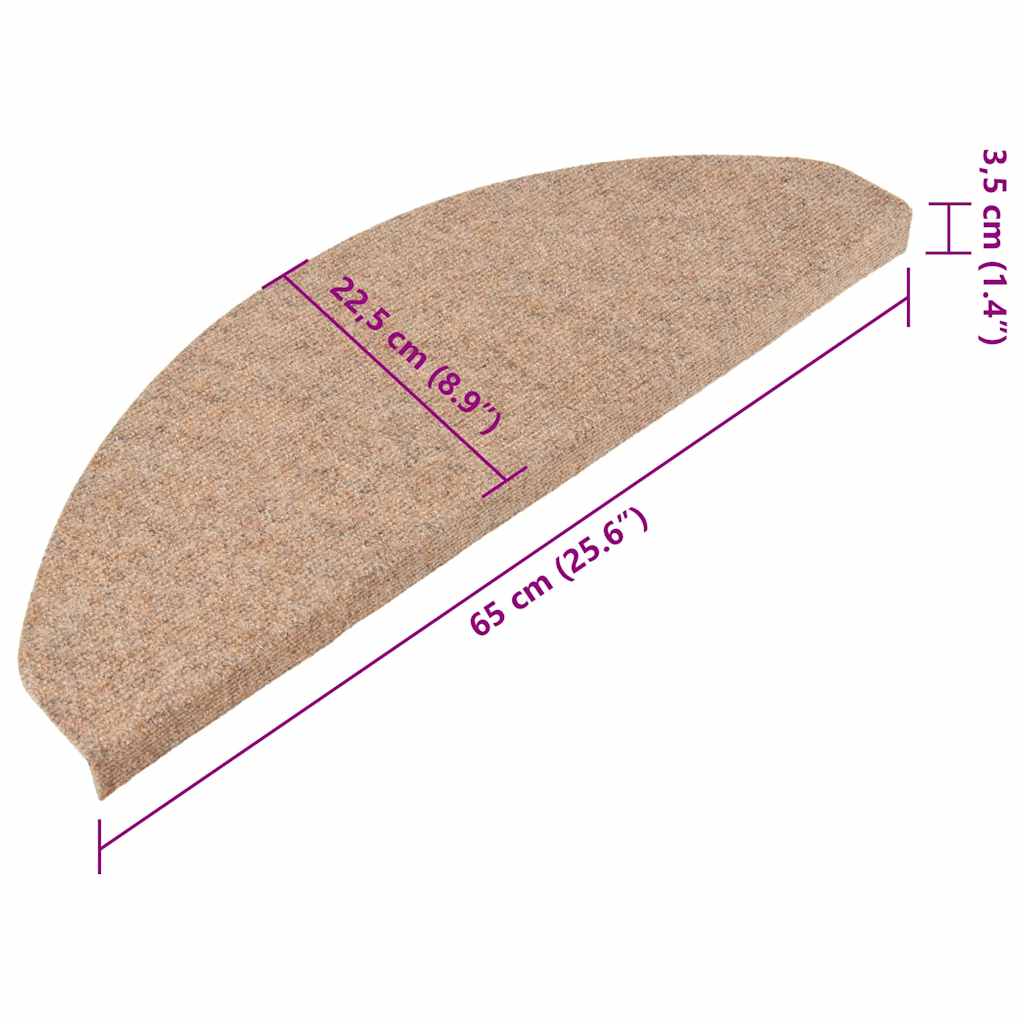 Stair Mats Self-adhesive 10 pcs Beige 65x22.5x3.5 cm