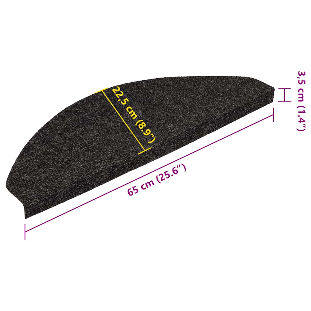 Stair Mats Self-adhesive 10 pcs Anthracite 65x22.5x3.5 cm