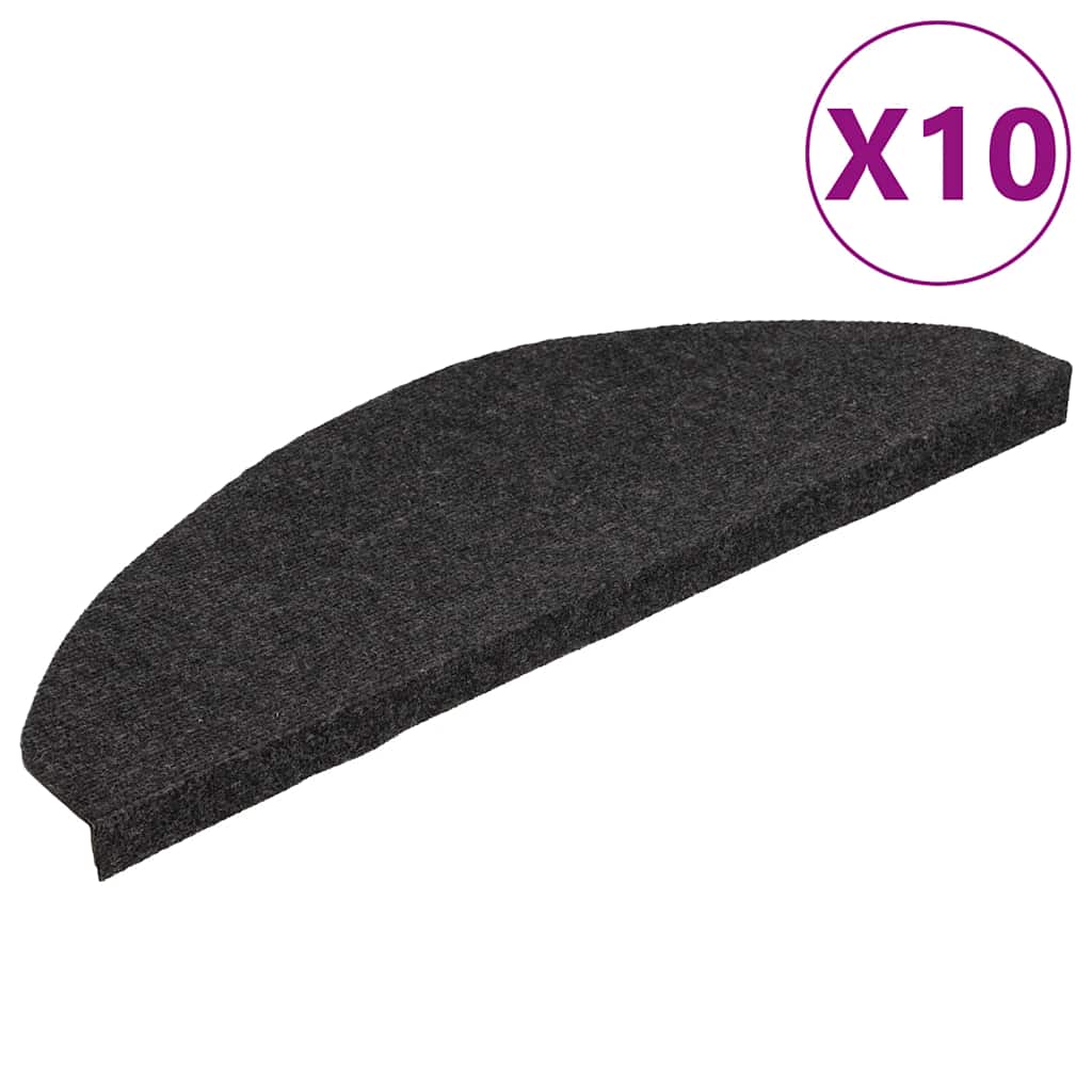 Stair Mats Self-adhesive 10 pcs Black 65x22.5x3.5 cm