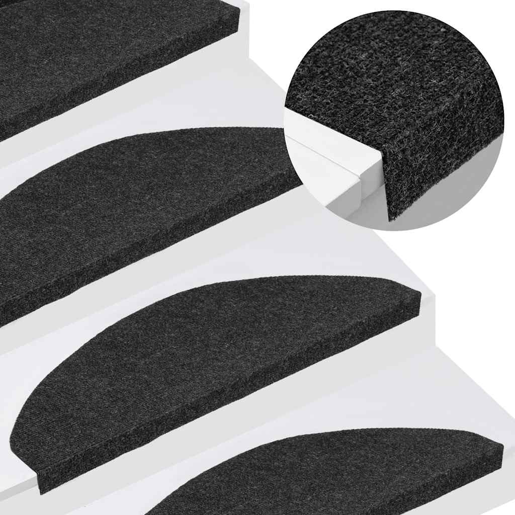 Stair Mats Self-adhesive 10 pcs Black 65x22.5x3.5 cm