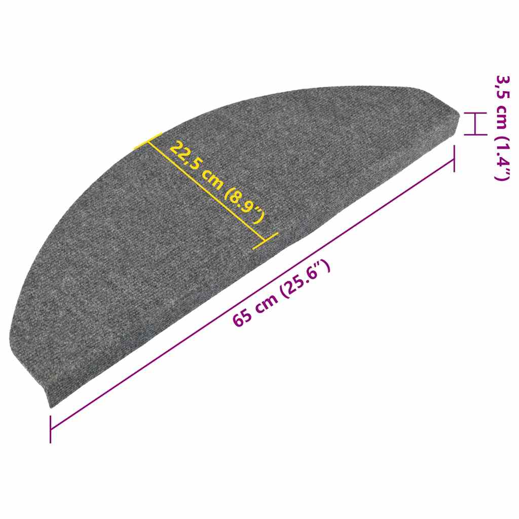 Stair Mats Self-adhesive 10 pcs Grey 65x22.5x3.5 cm