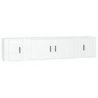 3 Piece TV Cabinet Set White Engineered Wood