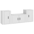 3 Piece TV Cabinet Set White Engineered Wood