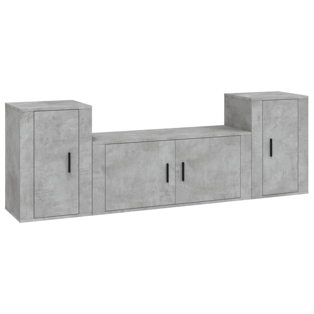 3 Piece TV Cabinet Set Concrete Grey Engineered Wood