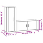 2 Piece TV Cabinet Set Smoked Oak Engineered Wood
