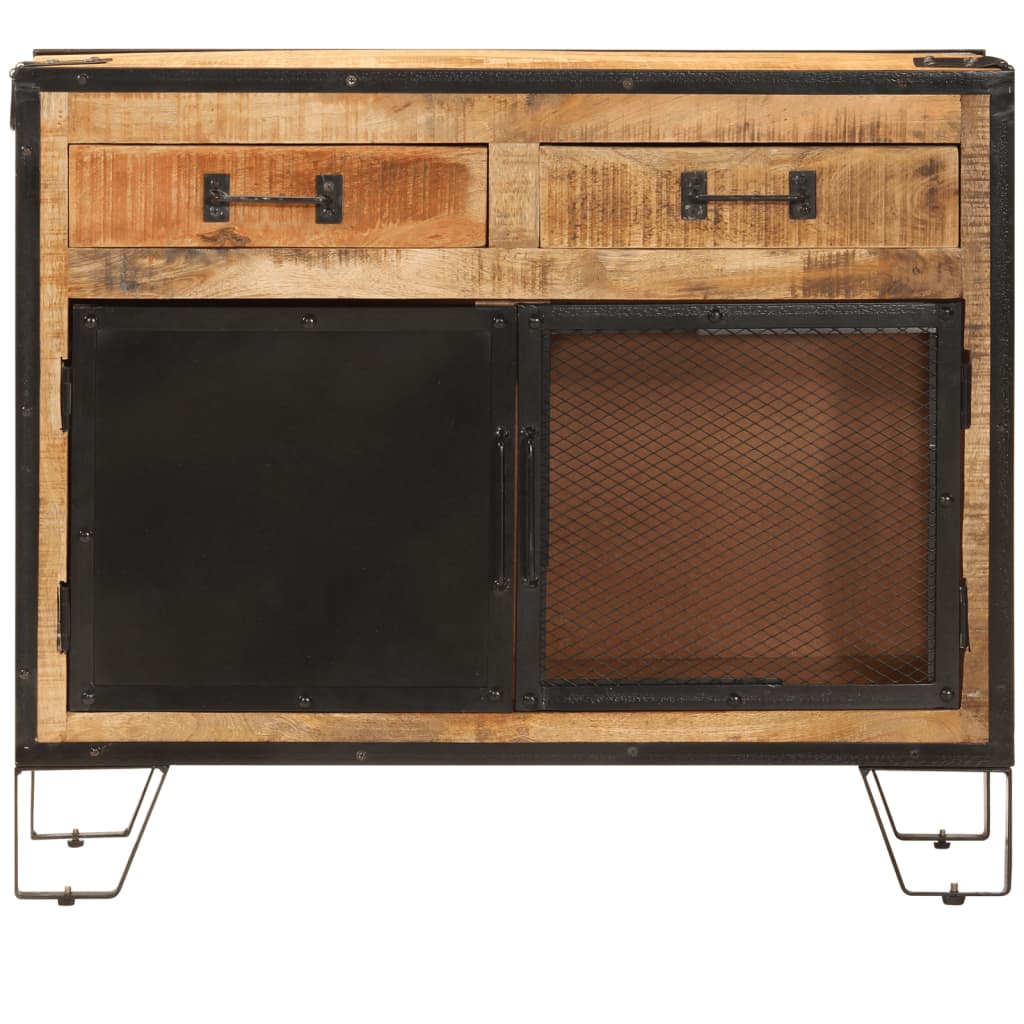 Sideboard 80x31x66 cm Solid Rough Wood Mango and Metal