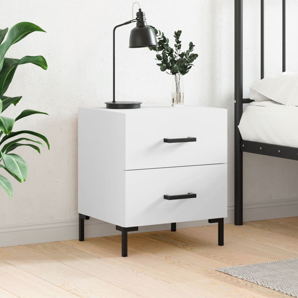 Bedside Cabinet White 40x35x47.5 cm Engineered Wood