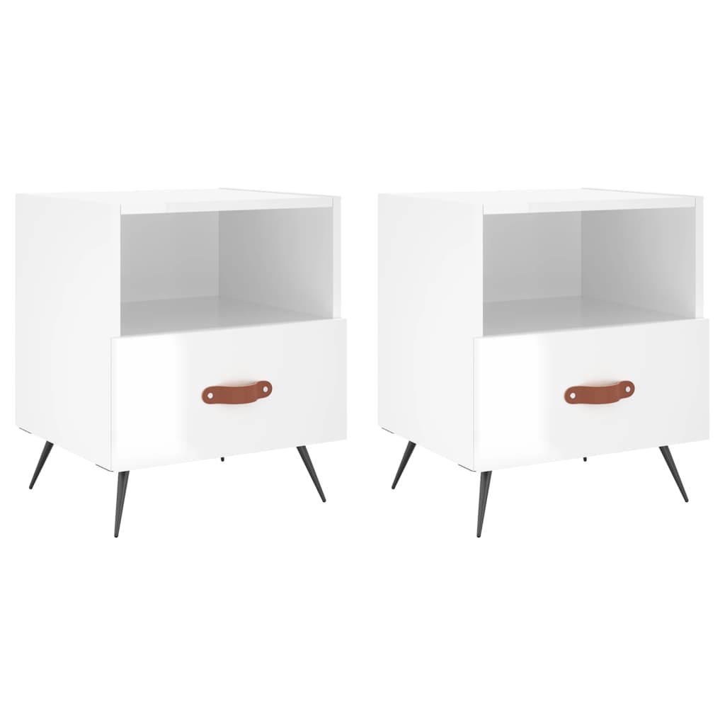 Bedside Cabinets 2 pcs High Gloss White 40x35x47.5 cm Engineered Wood