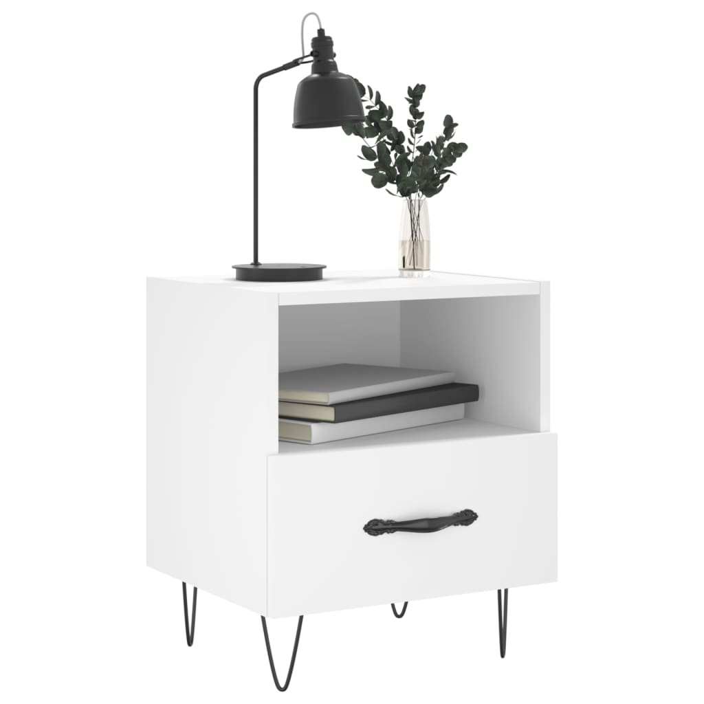 Bedside Cabinet White 40x35x47.5 cm Engineered Wood