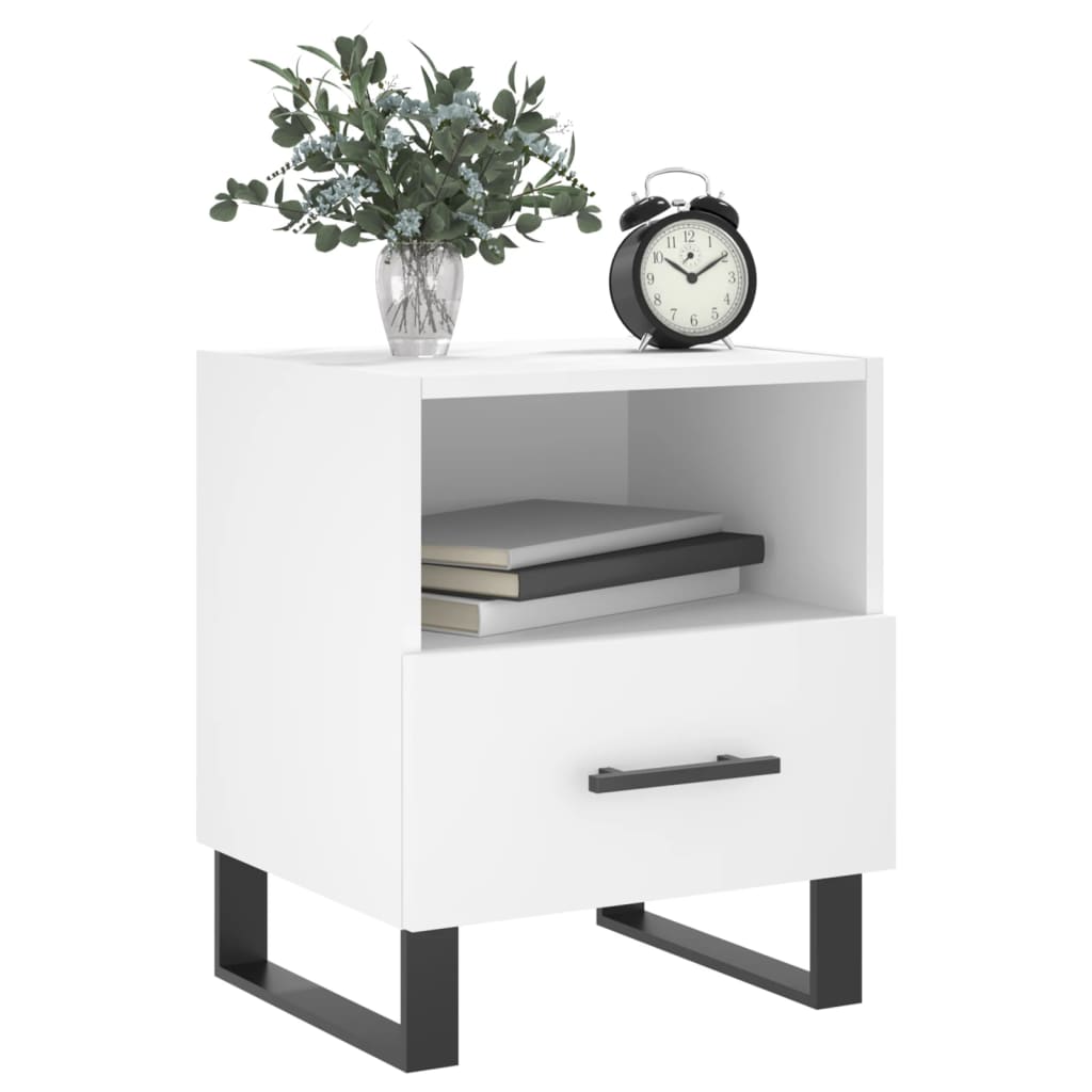 Bedside Cabinet White 40x35x47.5 cm Engineered Wood