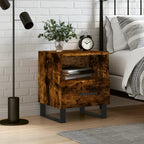 Bedside Cabinet Smoked Oak 40x35x47.5 cm Engineered Wood