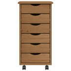 Rolling Cabinet with Drawers MOSS Honey Brown Solid Wood Pine