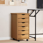 Rolling Cabinet with Drawers MOSS Honey Brown Solid Wood Pine