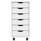 Rolling Cabinet with Drawers MOSS White Solid Wood Pine