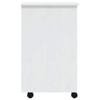 Rolling Cabinet with Drawers MOSS White Solid Wood Pine