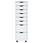 Rolling Cabinet with Drawers MOSS White Solid Wood Pine