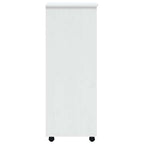 Rolling Cabinet with Drawers MOSS White Solid Wood Pine