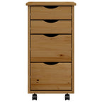 Rolling Cabinet with Drawers MOSS Honey Brown Solid Wood Pine