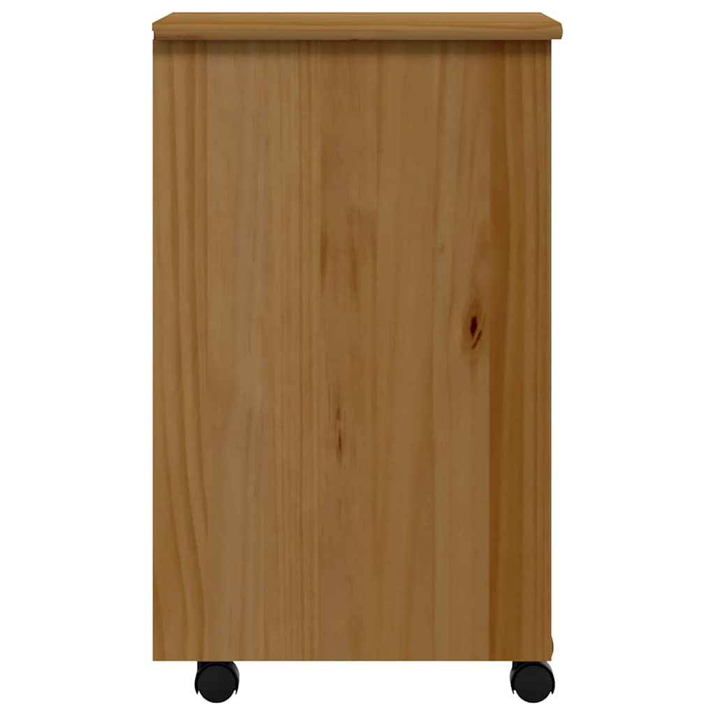 Rolling Cabinet with Drawers MOSS Honey Brown Solid Wood Pine