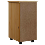 Rolling Cabinet with Drawers MOSS Honey Brown Solid Wood Pine