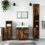 3 Piece Bathroom Furniture Set Smoked Oak Engineered Wood