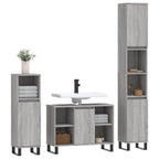 3 Piece Bathroom Furniture Set Grey Sonoma Engineered Wood