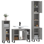 3 Piece Bathroom Furniture Set Grey Sonoma Engineered Wood