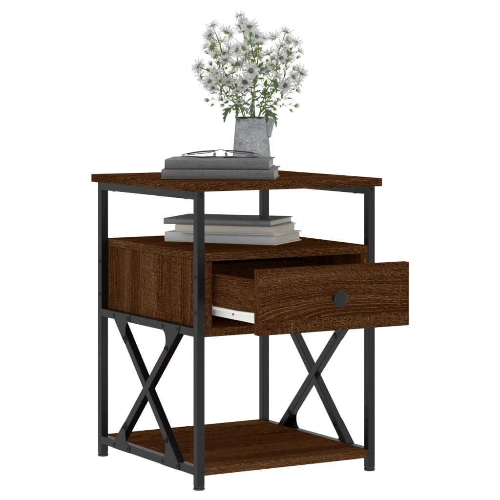 Bedside Cabinet Brown Oak 40x42x55 cm Engineered Wood