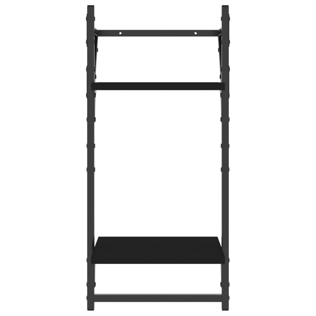 2-Tier Wall Shelves with Bars 2 pcs Black 30x25x65 cm