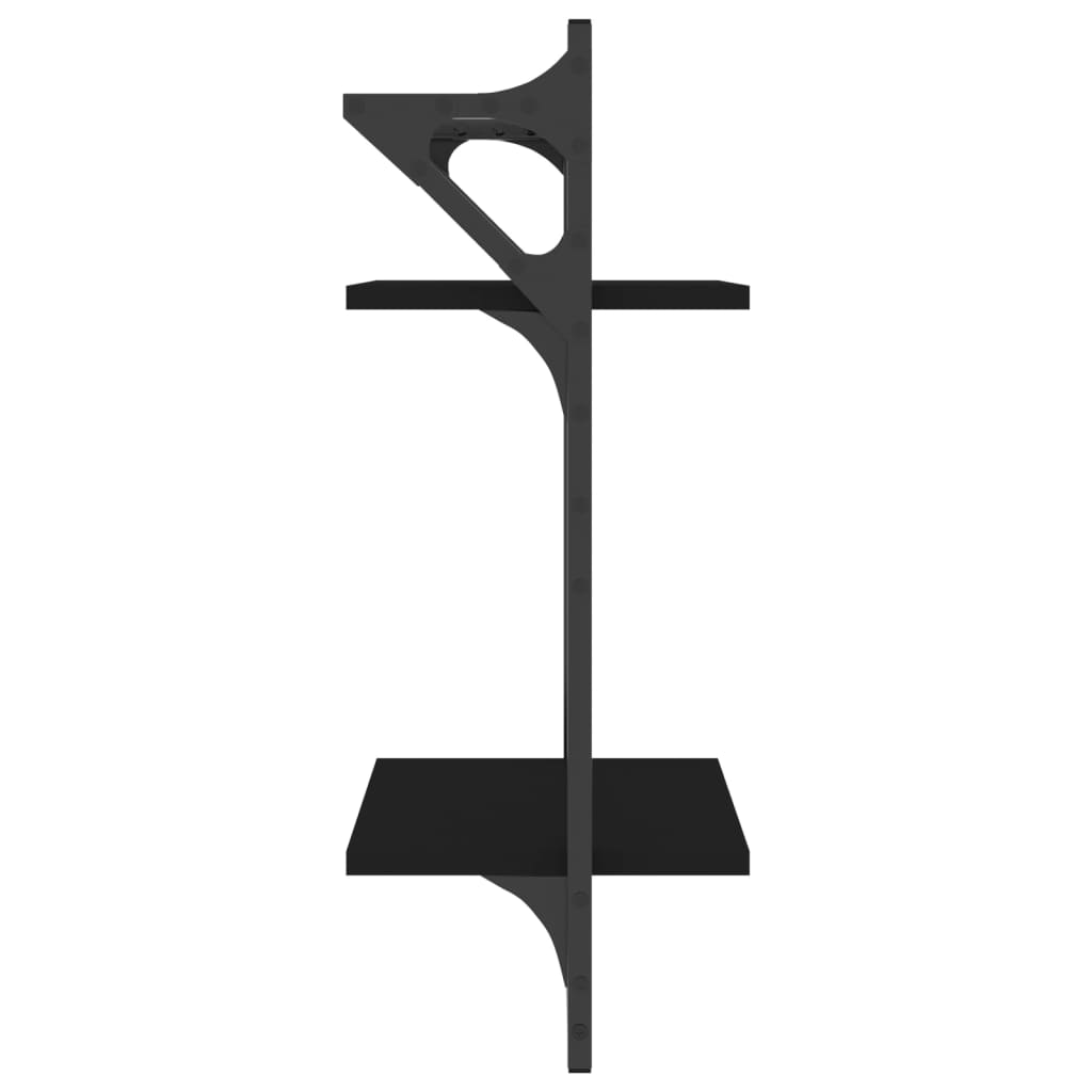 2-Tier Wall Shelves with Bars 2 pcs Black 30x25x65 cm