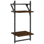2-Tier Wall Shelves with Bars 2 pcs Brown Oak 30x25x65 cm