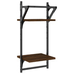 2-Tier Wall Shelves with Bars 2 pcs Brown Oak 30x25x65 cm