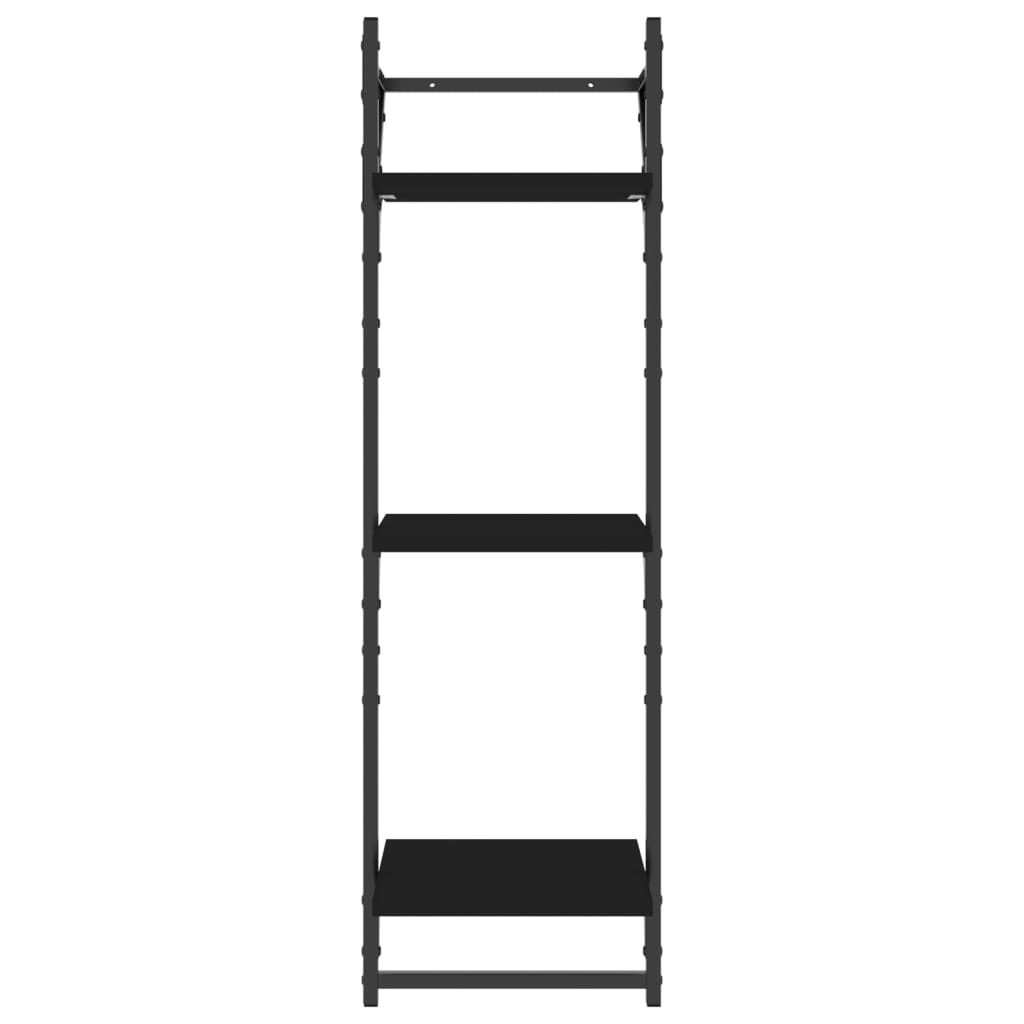 3-Tier Wall Shelves with Bars 2 pcs Black 30x25x100 cm