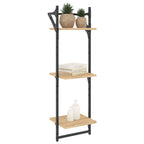 3-Tier Wall Shelves with Bars 2 pcs Sonoma Oak 30x25x100 cm
