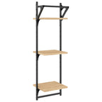 3-Tier Wall Shelves with Bars 2 pcs Sonoma Oak 30x25x100 cm