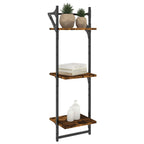 3-Tier Wall Shelves with Bars 2 pcs Smoked Oak 30x25x100 cm