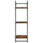 3-Tier Wall Shelves with Bars 2 pcs Smoked Oak 30x25x100 cm
