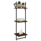 3-Tier Wall Shelves with Bars 2 pcs Brown Oak 30x25x100 cm