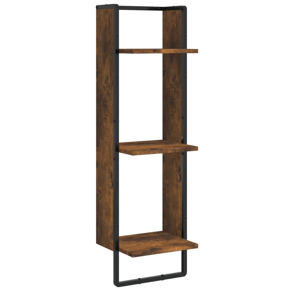 3-Tier Wall Shelf Smoked Oak 30x25x100 cm Engineered Wood
