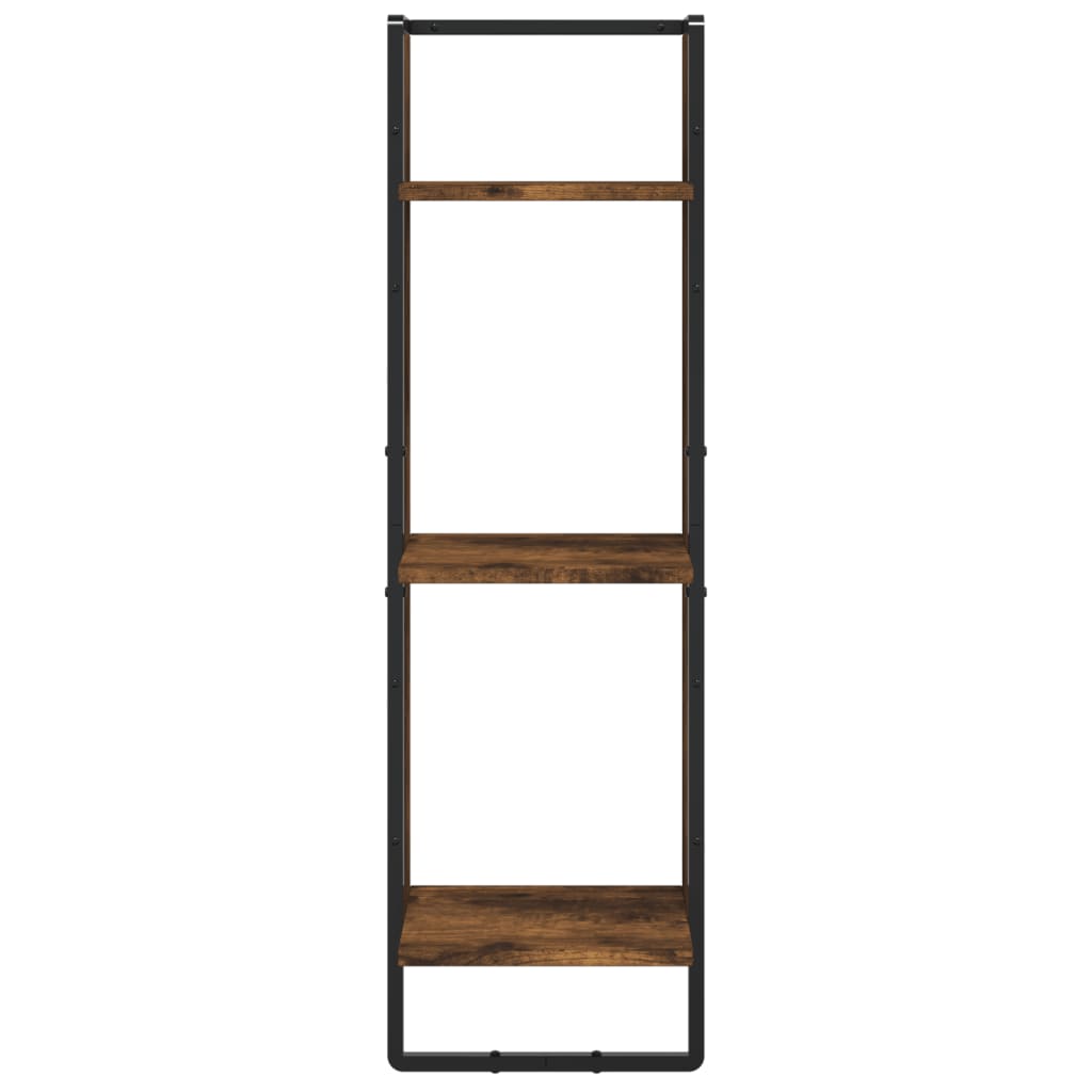 3-Tier Wall Shelf Smoked Oak 30x25x100 cm Engineered Wood