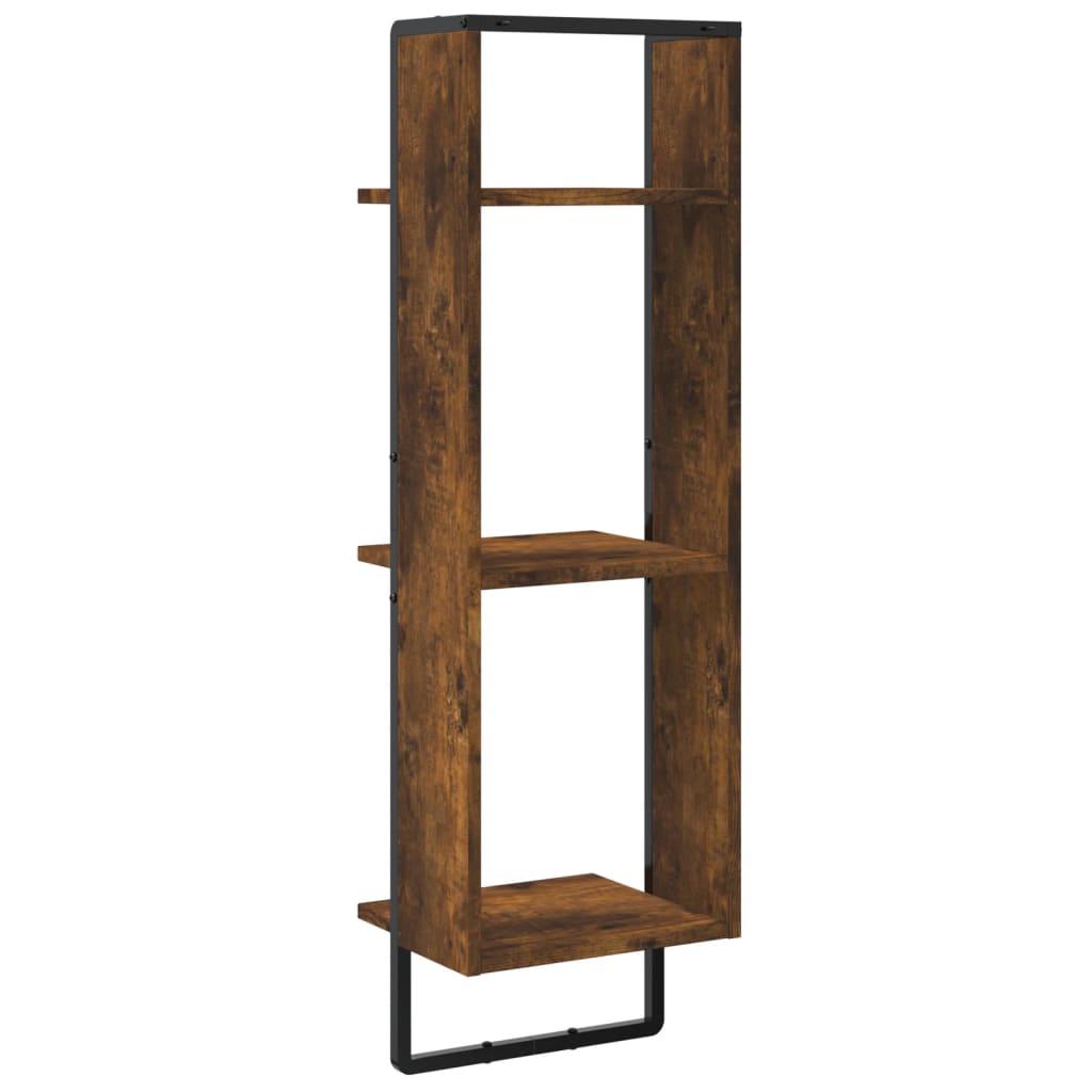 3-Tier Wall Shelf Smoked Oak 30x25x100 cm Engineered Wood