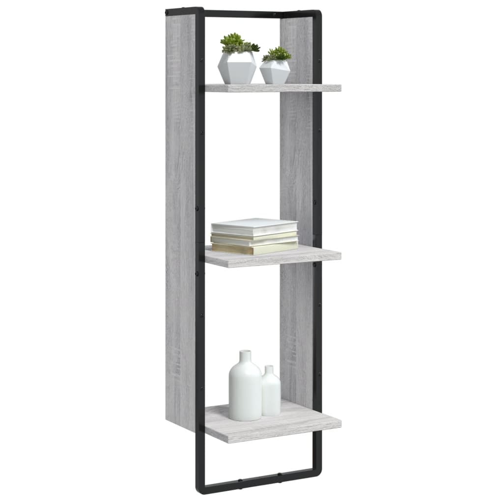 3-Tier Wall Shelf Grey Sonoma 30x25x100 cm Engineered Wood