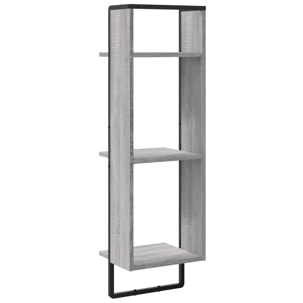 3-Tier Wall Shelf Grey Sonoma 30x25x100 cm Engineered Wood