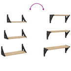 3 Piece Wall Shelf Set Sonoma Oak Engineered Wood