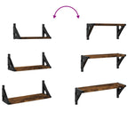 3 Piece Wall Shelf Set Smoked Oak Engineered Wood