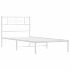 Metal Bed Frame without Mattress with Headboard White 90x200cm