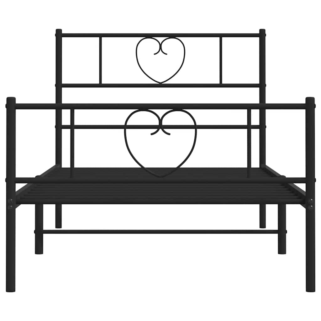 Metal Bed Frame without Mattress with Footboard Black 100x190cm
