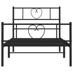 Metal Bed Frame without Mattress with Footboard Black 100x190cm